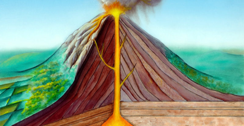 como se forma un volcan en erupcion y que tipos